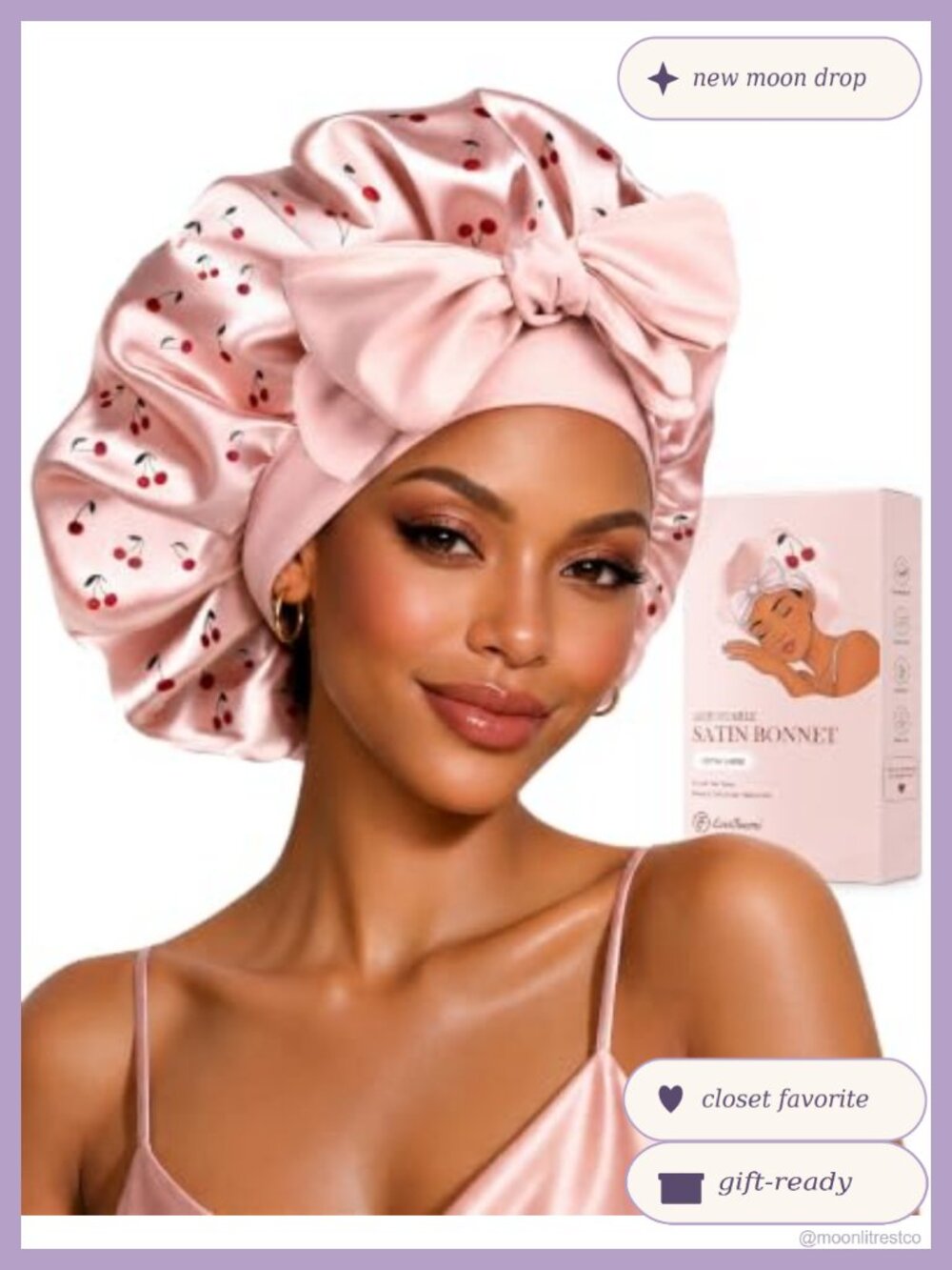 Double Layer Satin Adjustable Sleep Bonnet for Women Hair Care